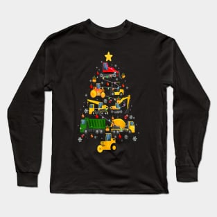 Construction Excavator Christmas Tree Long Sleeve T-Shirt